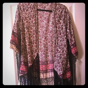 Floral & Fringe Kimono, Short Duster, Shrug